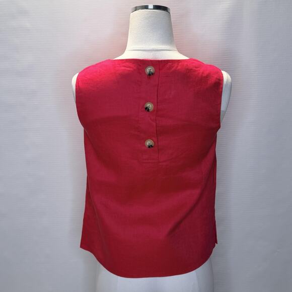 Hobbs London Shirt Womens US 2 Rouge Pink Malindi Linen Sleeveless Back Button - Picture 5 of 15